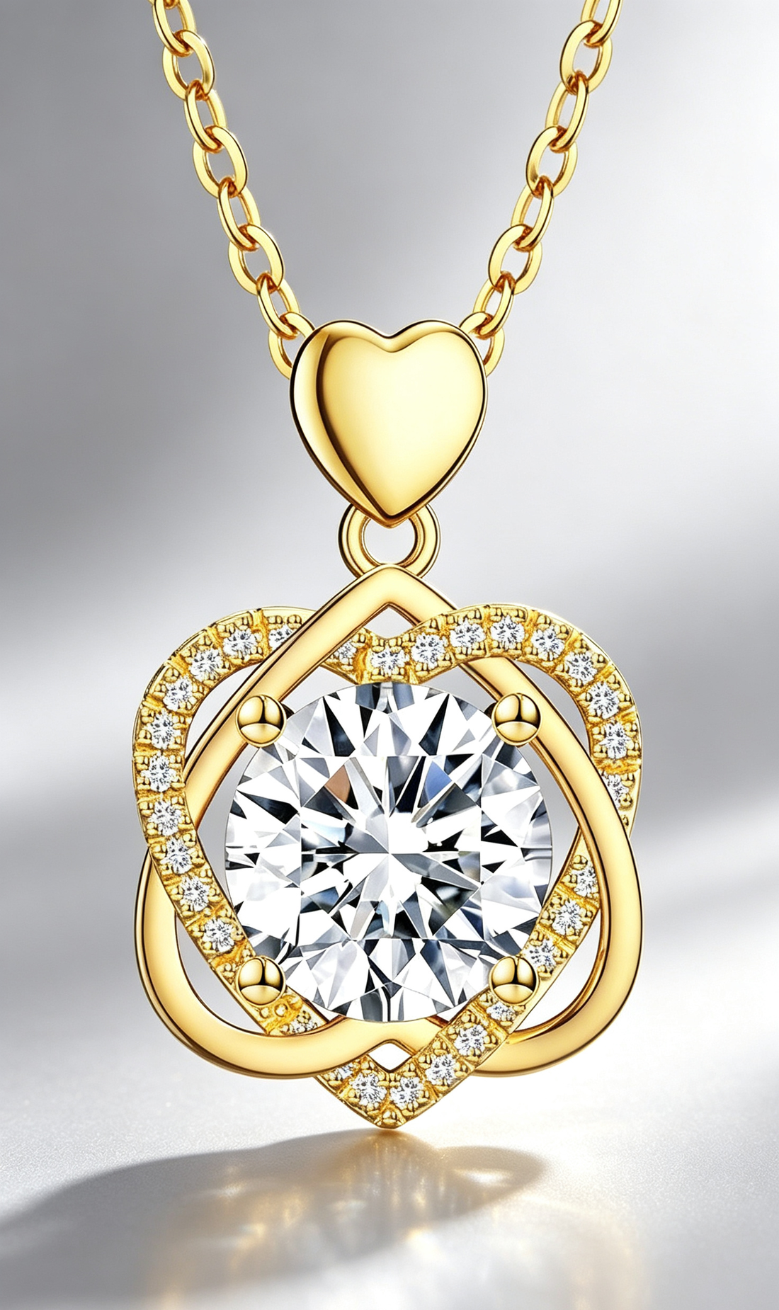 Eternal Heart Moissanite Necklace | 5 Carat Sparkling Heart Pendant