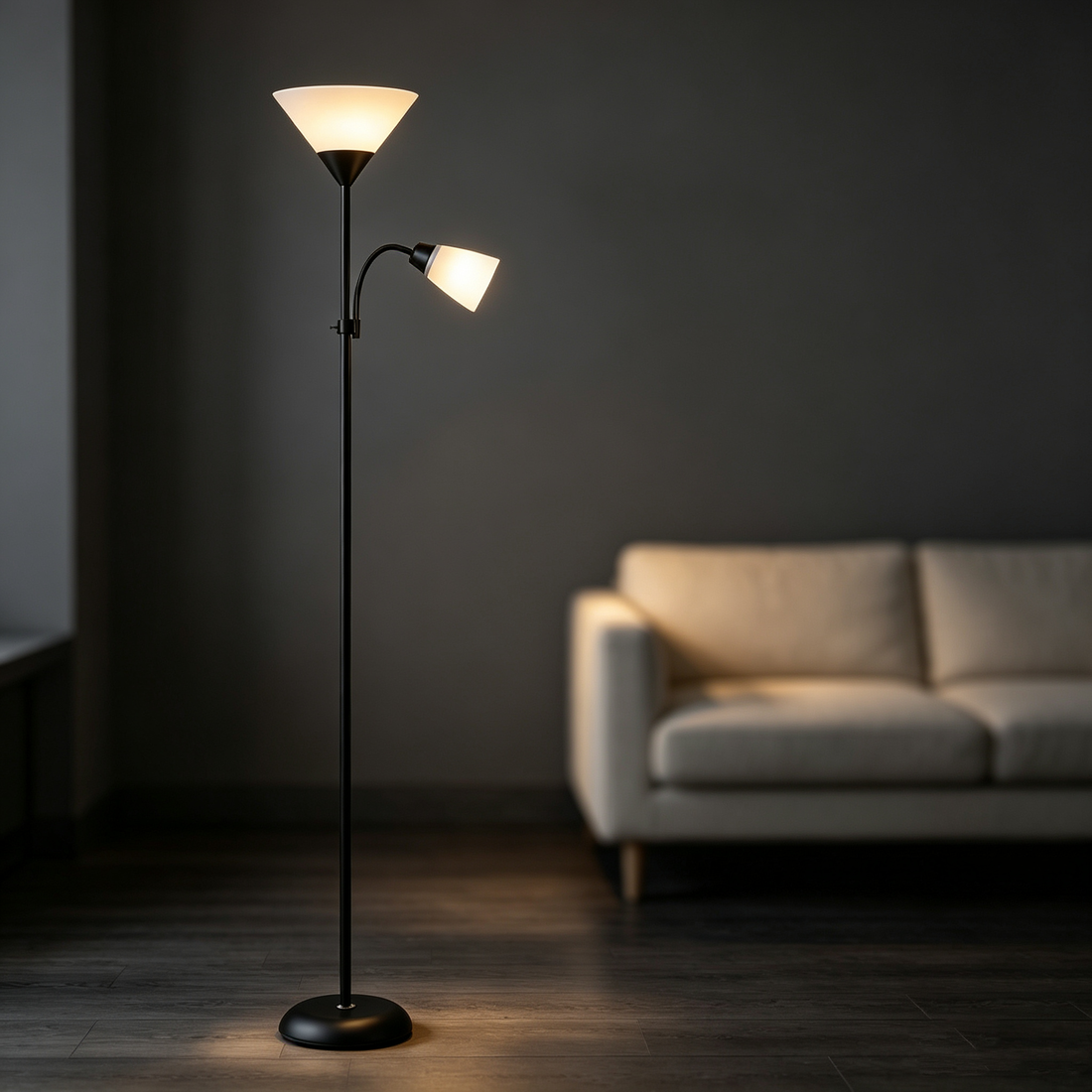 Modern Minimalist Dual-Light Mother-Daughter Floor Lamp