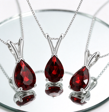 Classic Pear-Shaped Garnet Solitaire Pendant Necklace