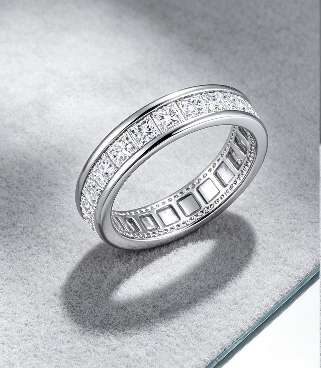 Princess-Cut Moissanite Channel Set Eternity Band