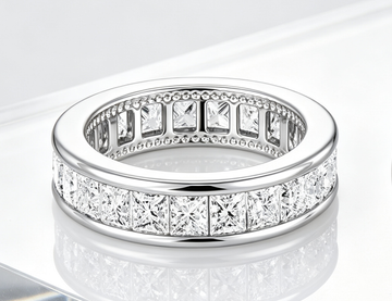 Princess-Cut Moissanite Channel Set Eternity Band