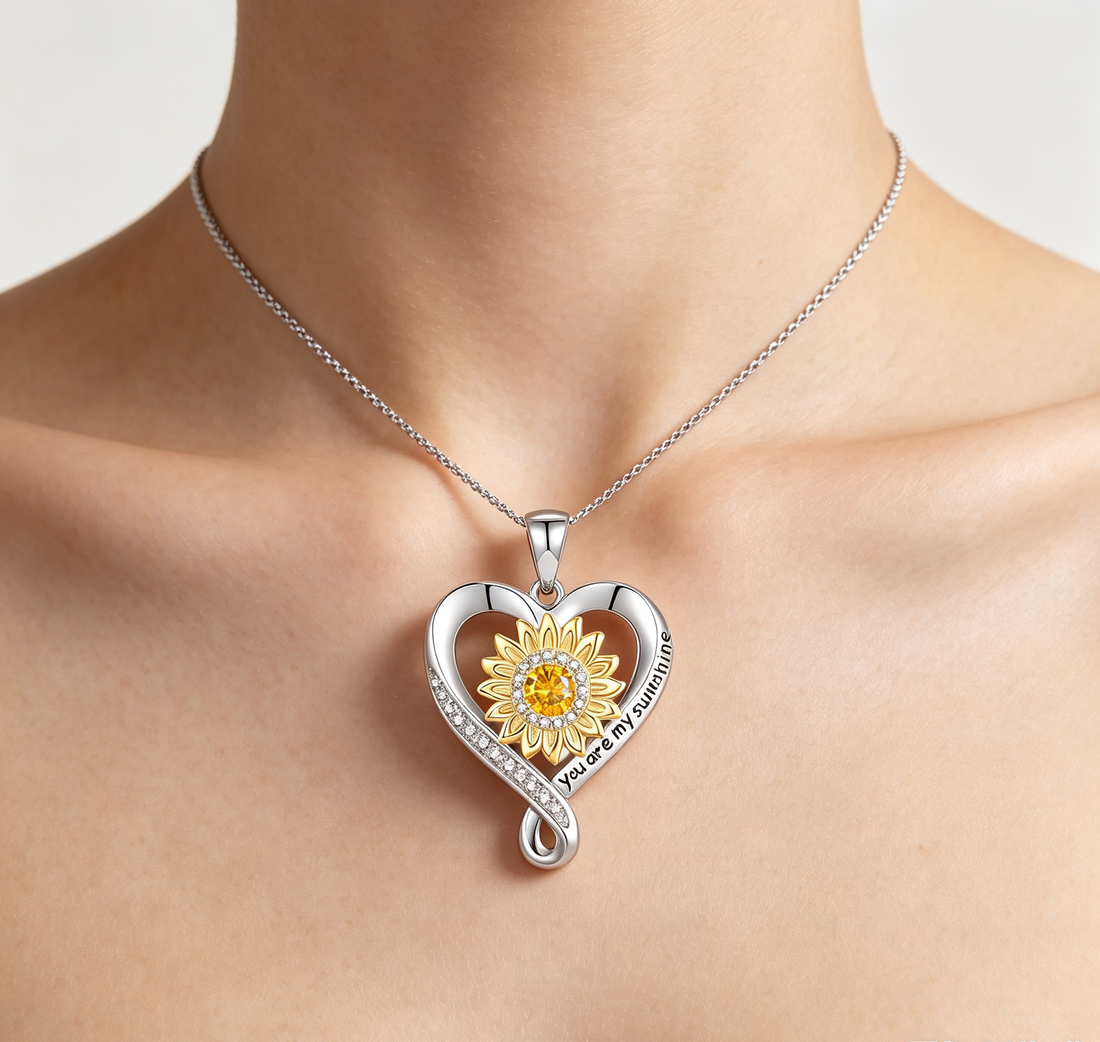 Sunflower Heart Moissanite Pendant Necklace